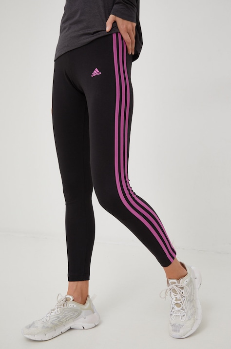adidas legginsy damskie kolor czarny gładkie