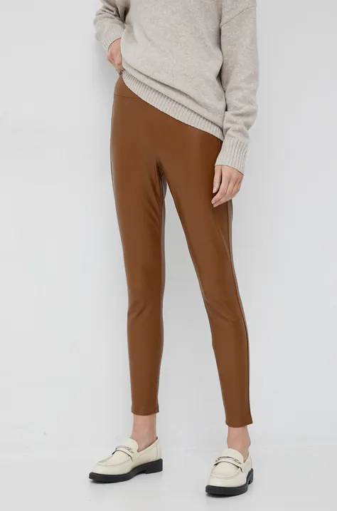 GAP legginsy damskie kolor brązowy gładkie