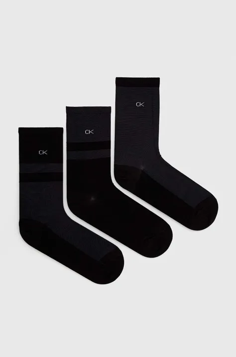 Calvin Klein skarpetki 3-pack damskie kolor czarny