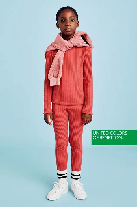 Дитячі легінси United Colors of Benetton колір рожевий однотонні
