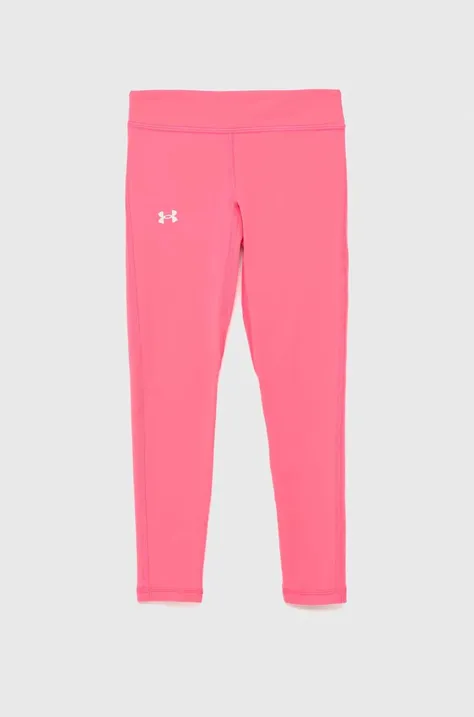 Dětské legíny Under Armour růžová barva, s potiskem