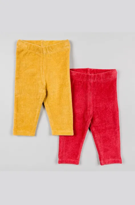 zippy legginsy niemowlęce 2-pack kolor czerwony gładkie