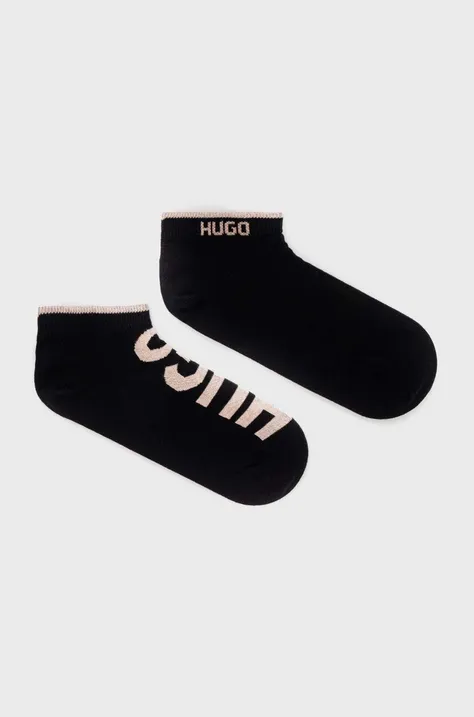 Ponožky HUGO 2-pak pánske, čierna farba