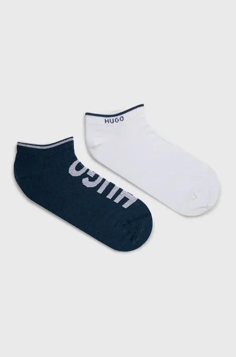 Ponožky HUGO (2-pack) pánské, tmavomodrá barva, 50468102