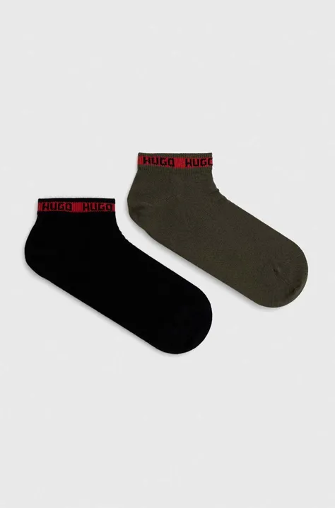 Čarape HUGO 2-pack za muškarce, boja: zelena