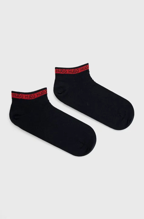 Ponožky HUGO (2-pack) pánské, tmavomodrá barva, 50477874