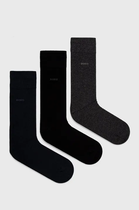 Čarape BOSS 3-pack za muškarce, boja: crna, 50469839