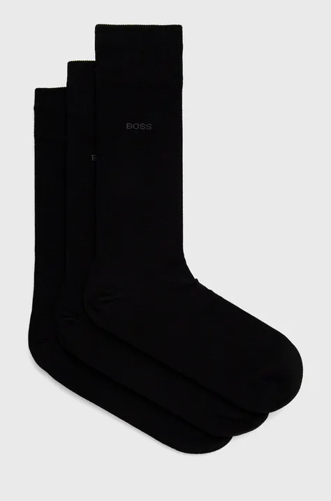 Ponožky BOSS 3-pak pánske, čierna farba, 50469839