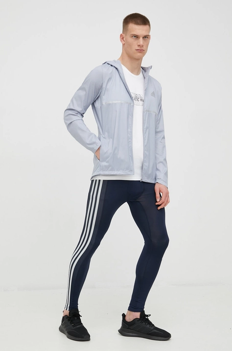 adidas Performance edzős legging 3-stripes sötétkék, férfi, nyomott mintás