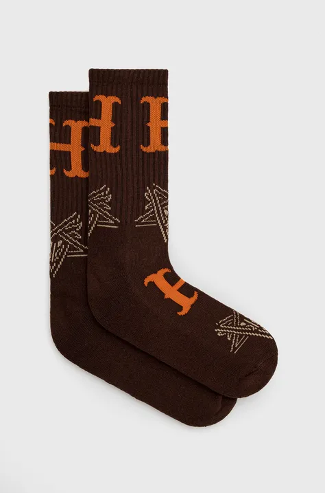 Ponožky HUF X Trasher pánske, hnedá farba