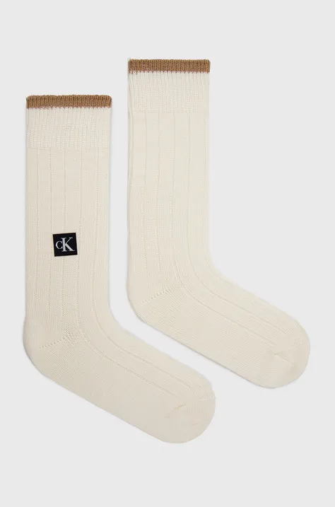 Вовняні шкарпетки Calvin Klein колір бежевий