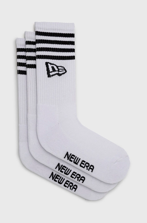 Nogavice New Era (3-pack) bela barva