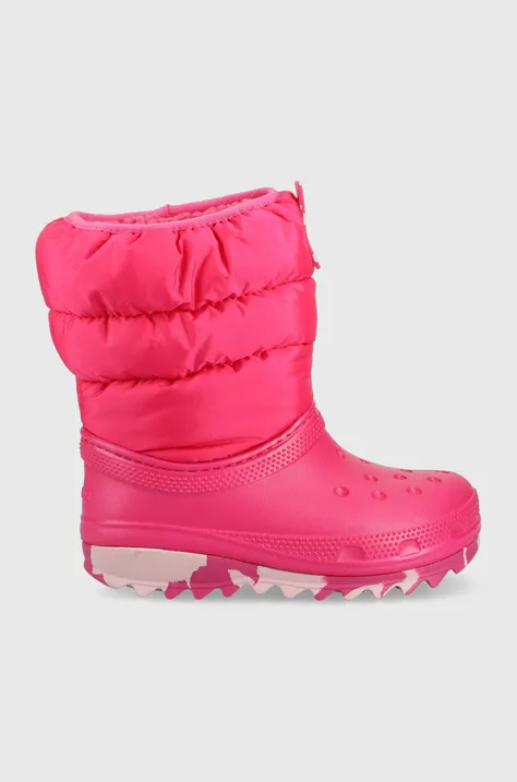 Дитячі чоботи Crocs колір рожевий