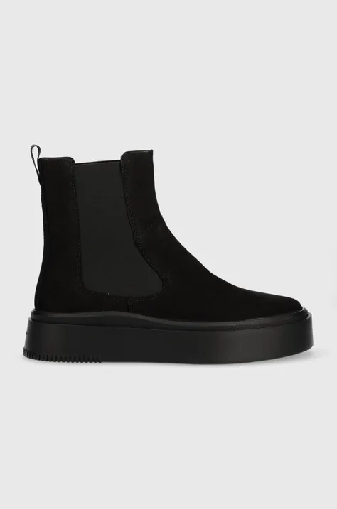 Semišové kotníkové boty Vagabond Shoemakers Stacy dámské, černá barva, na platformě