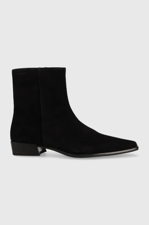 Gležnječe od brušene kože Vagabond Shoemakers Nella za žene, boja: crna, s debelom potpeticom