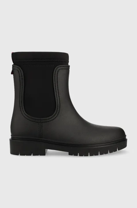Tommy Hilfiger cizme Rain Boot Ankle femei, culoarea negru
