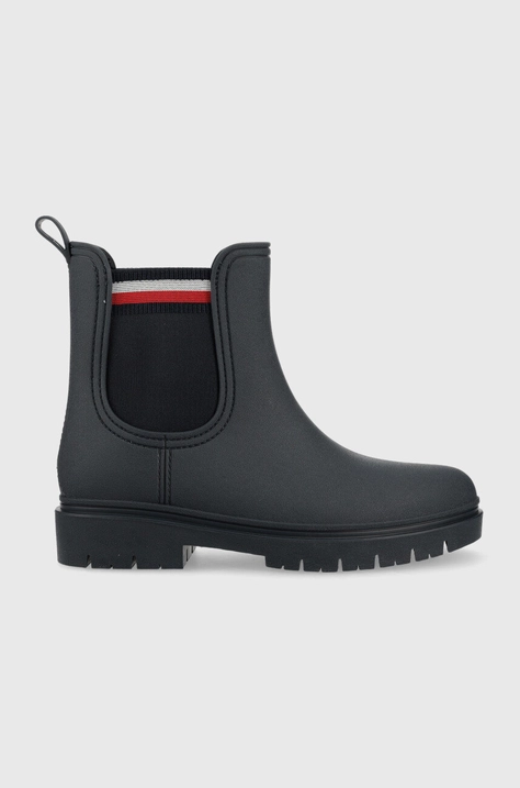 Tommy Hilfiger cizme Rain Boot Ankle Elastic femei, culoarea albastru marin