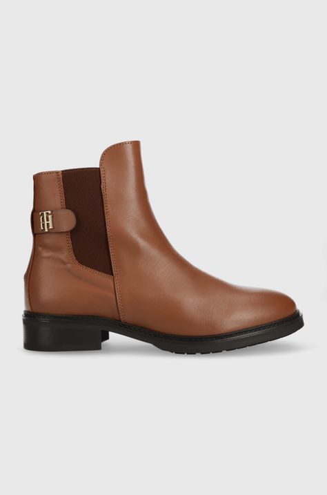 Δερμάτινες μπότες τσέλσι Tommy Hilfiger Th Leather Flat Boot