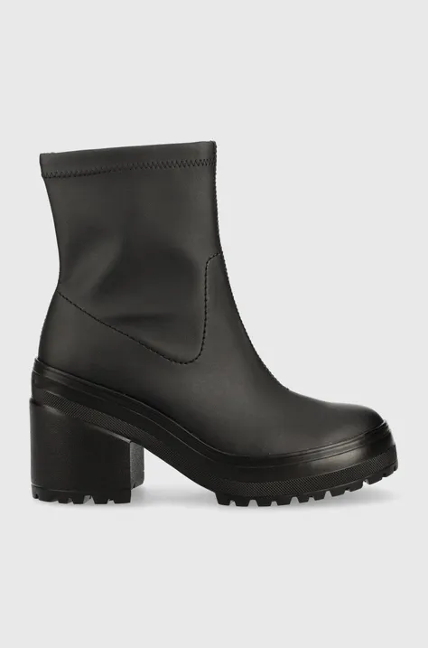 Gležnjače Tommy Jeans Tommy Jeans Heeled Boot, za žene, boja: crna, s debelom petom