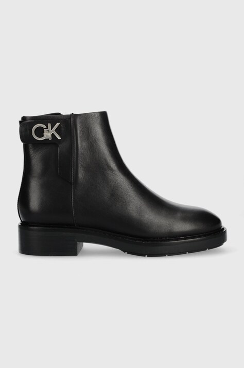 Calvin Klein botki skórzane Rubber Sole Ankle Boot