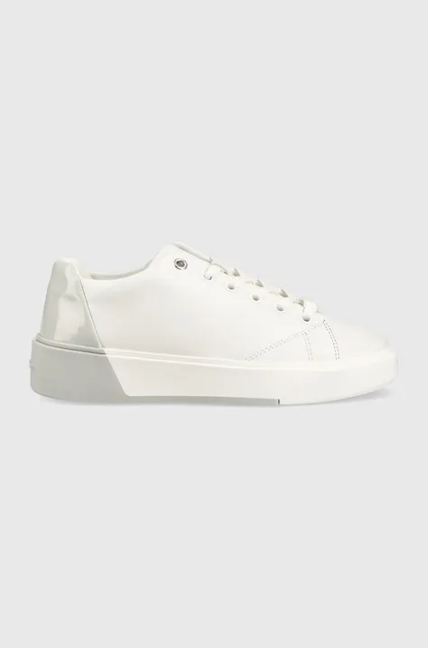 Calvin Klein sneakers din piele Heel Cupsole Lace Up culoarea alb