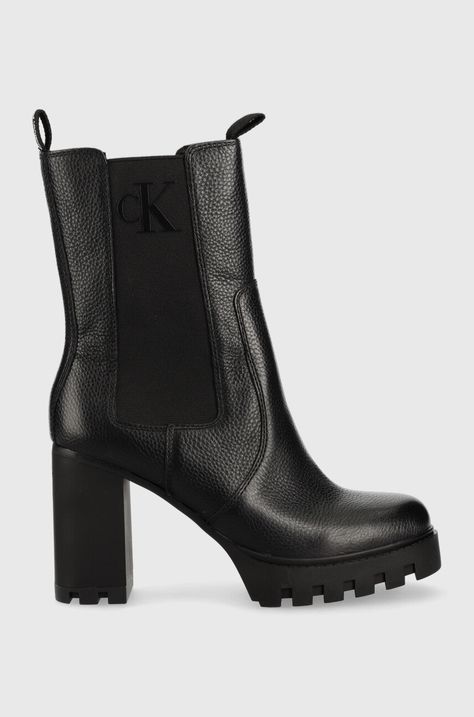 Кожаные полусапоги Calvin Klein Jeans Platform Boot Chelsea