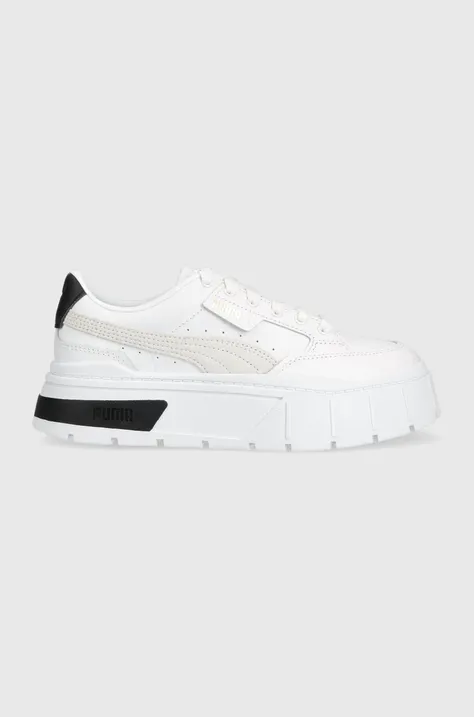 Δερμάτινα αθλητικά παπούτσια Puma Mayze Stack Wns χρώμα: άσπρο F30