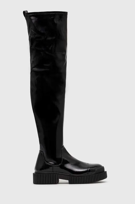Elegantni škornji Armani Exchange ženski, črna barva,