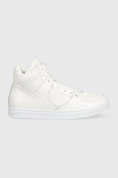 Trussardi sneakersy skórzane Perlite Basket High kolor biały 79A00826 9Y099998