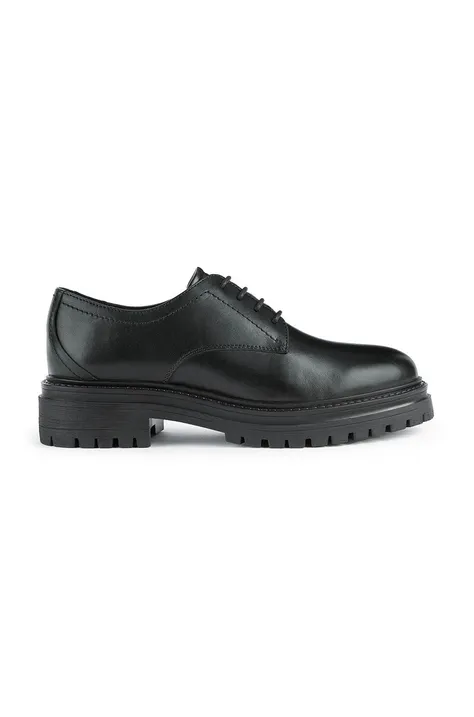 Kožne cipele Geox Iridea za žene, boja: crna, ravna potpetica