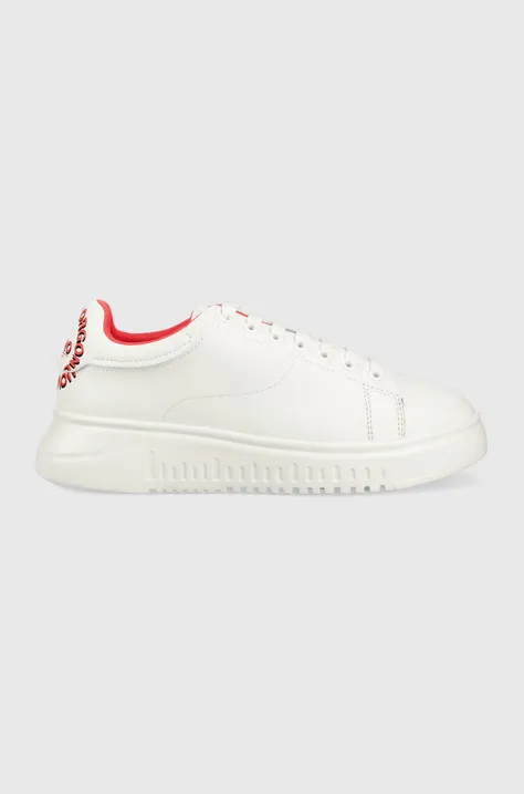 Emporio Armani sneakersy skórzane kolor biały X3X024 XN316 01236