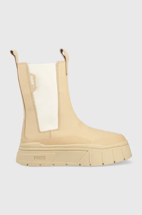 Puma leather chelsea boots Mayze Stack women's beige color