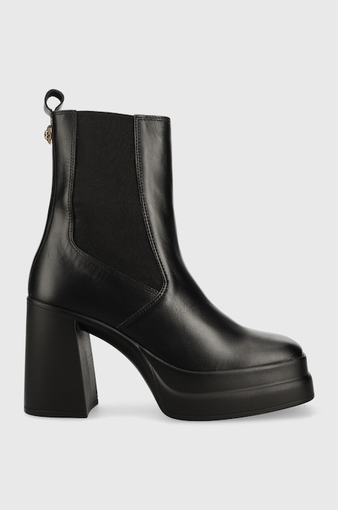 Kožne gležnjače Kurt Geiger London Stomp Heeled Chelsea Stomp Heeled Chelsea za žene, boja: crna, s debelom petom 9319000109