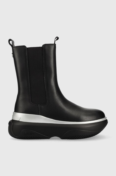 Кожаные полусапоги Liu Jo June 07 женские цвет чёрный на платформе BF2149P010222222