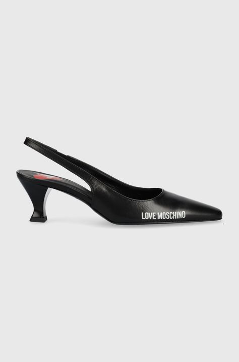 Кожени обувки с дебел ток Love Moschino