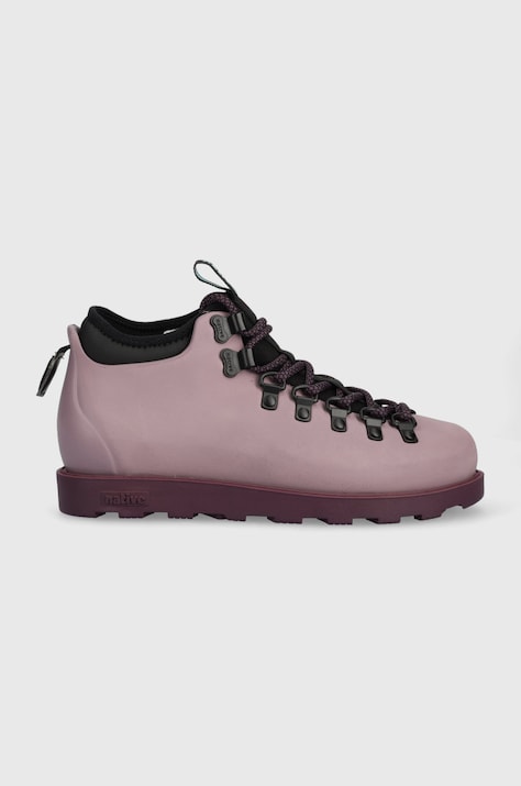 Native Buty Fitsimmons damskie kolor fioletowy na płaskim obcasie lekko ocieplone