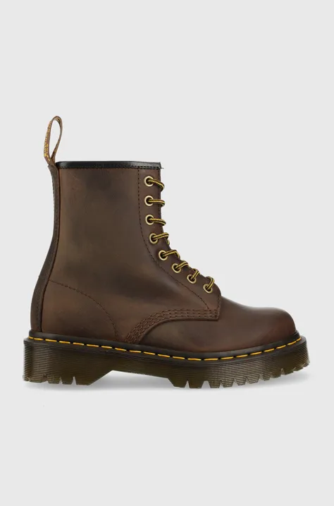 Kožené workery Dr. Martens 1460 Bex dámské, hnědá barva, na plochém podpatku, DM27894201