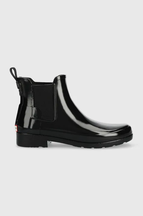 Гумові чоботи Hunter Refined Chelsea Gloss жіночі колір чорний WFS2201RGL