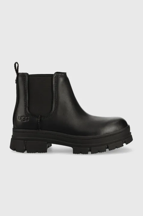 Δερμάτινες μπότες τσέλσι UGG W Ashton Chelsea γυναικεία, χρώμα: μαύρο F31133894.BLK