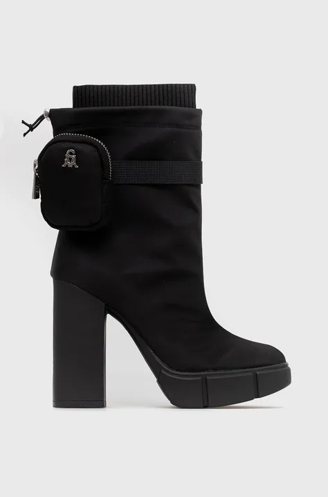 Členkové topánky Steve Madden Riseup dámske, čierna farba, na podpätku,