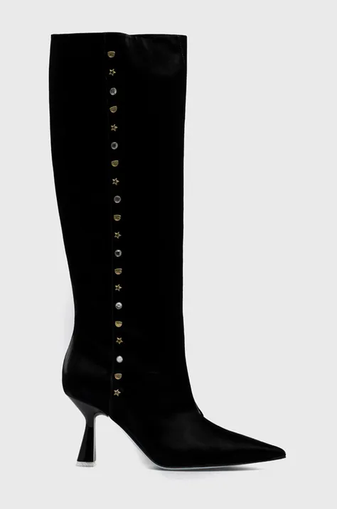 Elegantni škornji Chiara Ferragni Cf Heel Wide ženski, črna barva