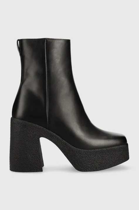 Шкіряні черевики Pinko Coriandolo жіночі колір чорний каблук блок