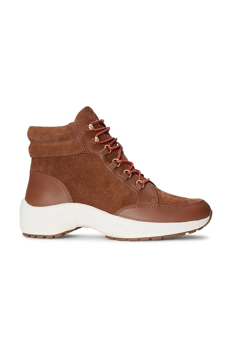 Кожени боти Lauren Ralph Lauren Wpsuede Rylee в кафяво с равна подметка 802875308001