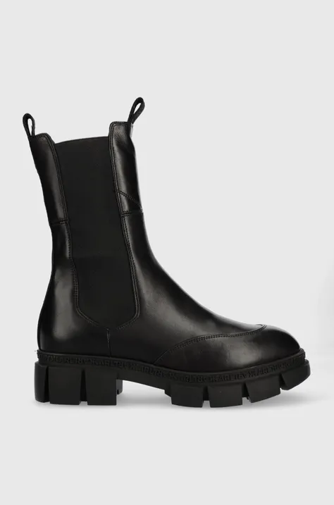 Kožené topánky chelsea Karl Lagerfeld ARIA dámske, čierna farba, na platforme,, KL43280
