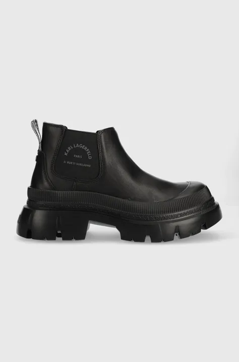 Topánky chelsea Karl Lagerfeld TREKKA MAX dámske, čierna farba, na platforme,, KL43530