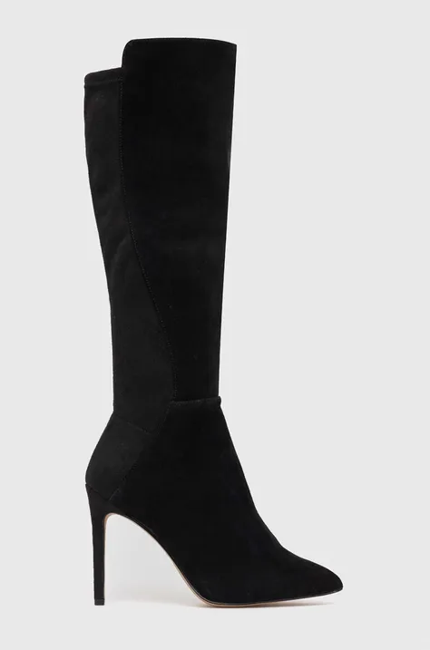 Čizme od brušene kože Aldo Sophialaan za žene, boja: crna, s tankom petom