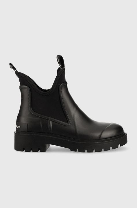 Gumijasti škornji Calvin Klein Jeans Yw0yw01034 Bds Chelsea Rain Boots ženski, črna barva