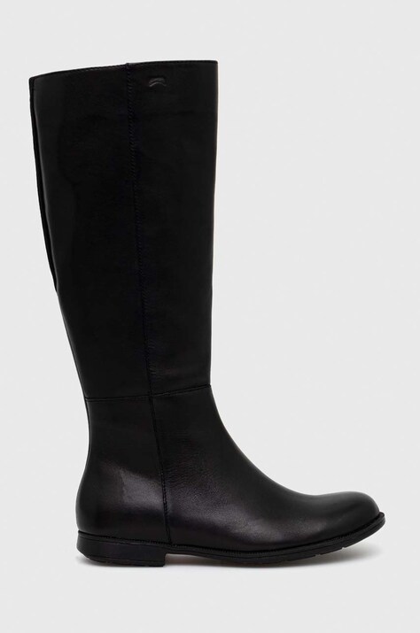 Шкіряні чоботи Camper 1913 жіночі колір чорний на плоскому ходу