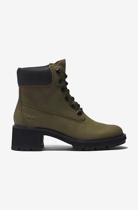Kožené členkové topánky Timberland Kinsley 6 IN WP Boot A437T-GREEN, dámske, zelená farba, na podpätku