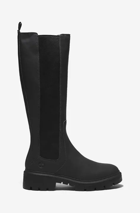 Timberland leather boots Cortina Valley Tall women's black color